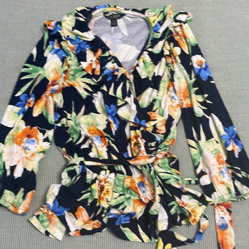 Ralph Lauren knit wrap top size Petite Large